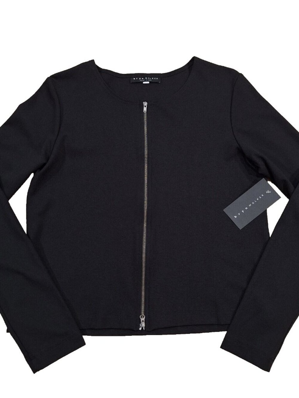 New Bryn Walker Black Betz Jacket Small, Made In USA, Modal Blend, Jewel Neck